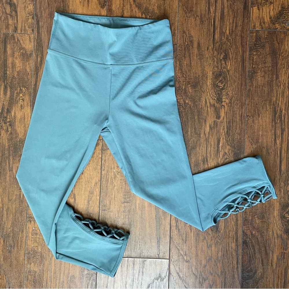 JoyLab Comfort Crop Mid-Rise Lattice Leggings In Blue (S)